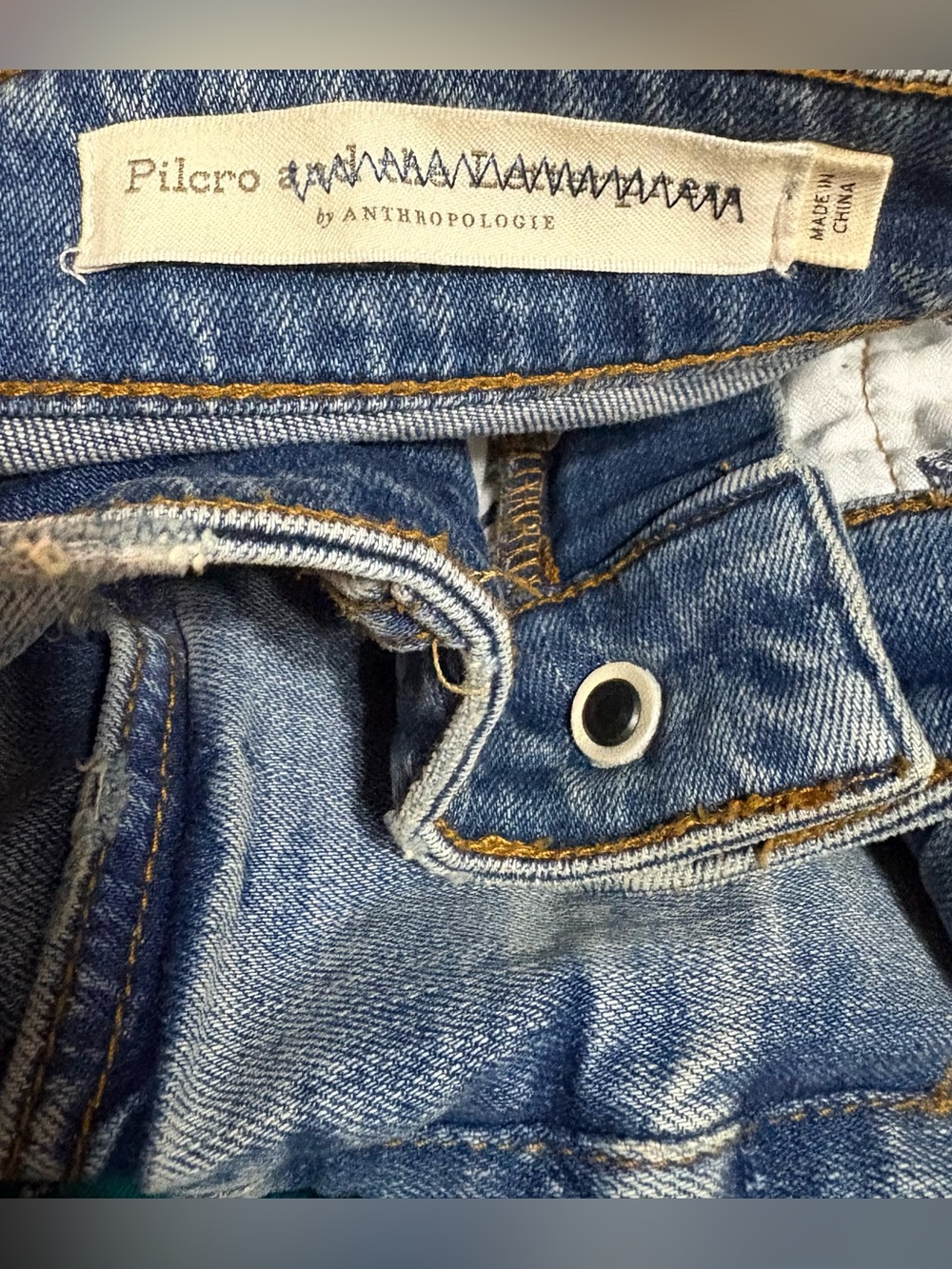 Pilcro by Anthropologie Slim Straight Embellished Cuff Jeans Size 28 - Picture 7 of 9